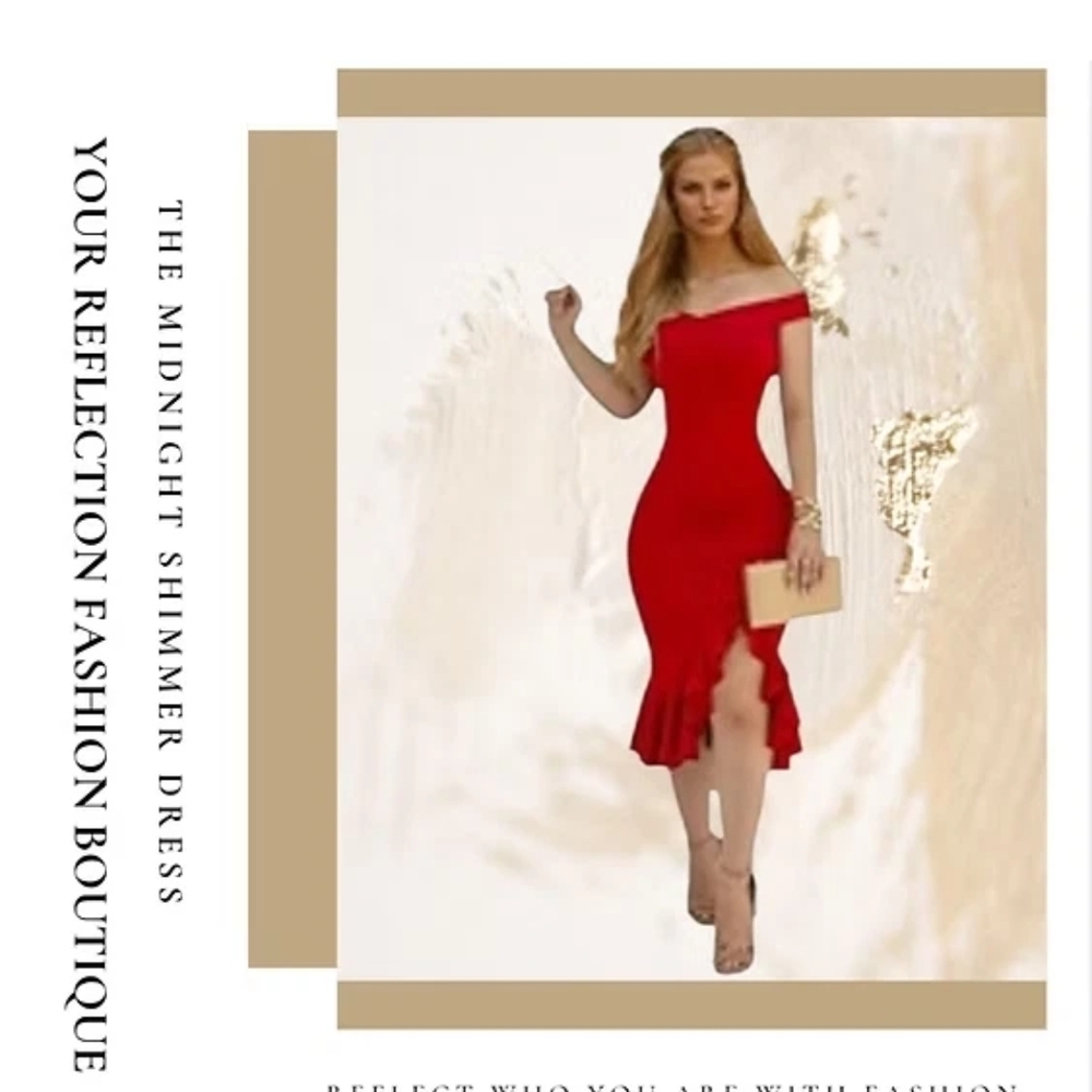 MISSES - The Midnight Shimmer Dress - RED